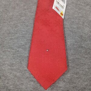 TOMMY HILFIGER Men's Tie 2 3/4" X 58.5" Red‎ With Vintage Red Ship Wheel Nwt